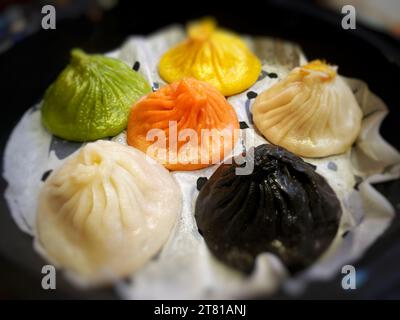 Six colorful dumplings Stock Photo