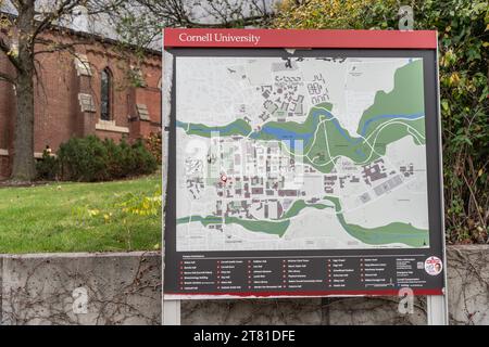 Ithaca, New York - November 6, 2023: Cornell University Map Located outside the Sage Hall and the Campus Store Stock Photo