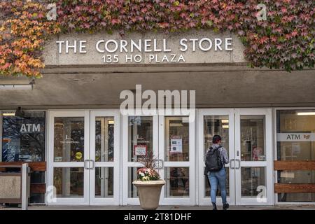 Ithaca, New York - Student walking into the Cornell University Book Store Stock Photo