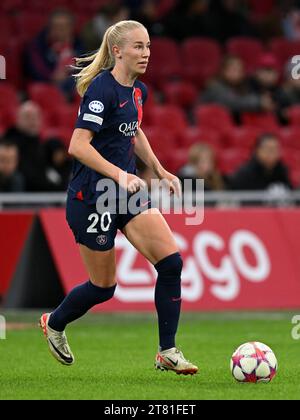 AMSTERDAM - Amalie Vangsgaard of Paris Saint-Germain. during the UEFA Women's Champions League Group C match between Ajax Amsterdam and Paris Saint Germain at the Johan Cruijff ArenA on November 15, 2023 in Amsterdam, Netherlands. ANP | Hollandse Hoogte | GERRIT VAN COLOGNE Stock Photo