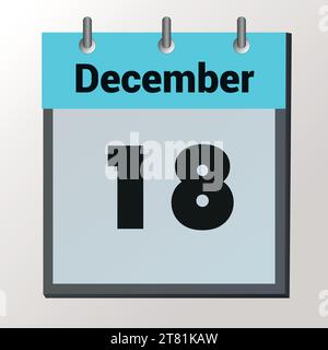 day on the calendar, vector image format, December 18 Stock Vector