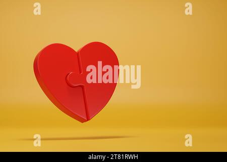 Heart shaped puzzle pieces isolated on white background. 3d ...