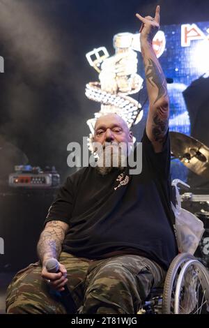 LONDON, ENGLAND: Former Iron Maiden singer Paul DiAnno performs at the Shepherds Bush Empire supporting KK's Priest Featuring: Paul DiAnno Where: London, United Kingdom When: 12 Oct 2023 Credit: Neil Lupin/WENN Stock Photo