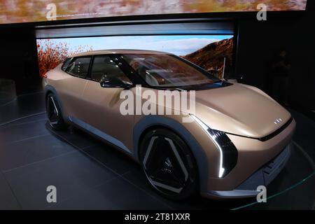 Los Angeles, California, United States. 17th Nov, 2023. New Kia EV4 Concept Car at  2023 Los Angeles Auto Show. The LA Auto Show is one of major auto shows in North America. Photo Credit: Walter Cicchetti/Alamy Live News Stock Photo