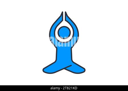 yoga icon. icon related to meditation, physical and mental balance. flat line icon style. simple vector design editable Stock Vector