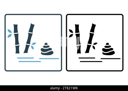 zen garden icon. icon related to meditation, represents a tranquil space. solid icon style. simple vector design editable Stock Vector
