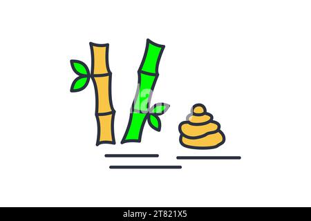 zen garden icon. icon related to meditation, represents a tranquil space. flat line icon style. simple vector design editable Stock Vector
