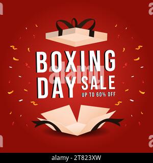 boxing day sale banner illustration with opened gift box Stock Vector