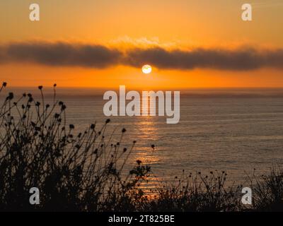 Sunset over Pacific Ocean in Southern California Stock Photo