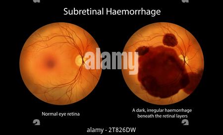 Subretinal haemorrhage on the retina, illustration Stock Photo