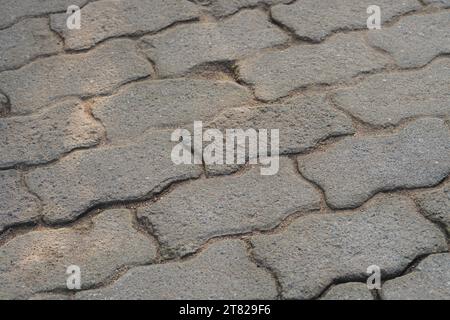 Gray stamped concrete pavement outdoor Stock Photo