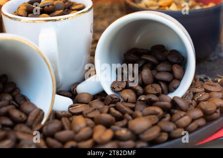 Coffee beans texture or coffee beans background Stock Photo
