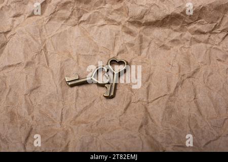 Pair of keys with heart shape icon as love icon and romance concept Stock Photo