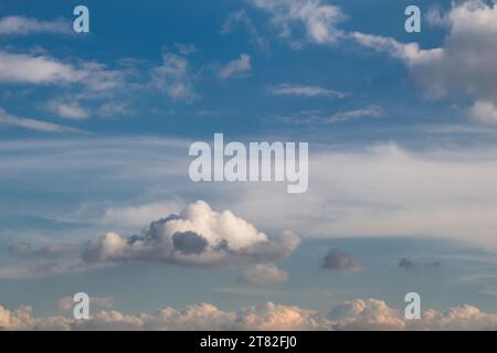 Blue Sky filled with white clouds Stock Photo