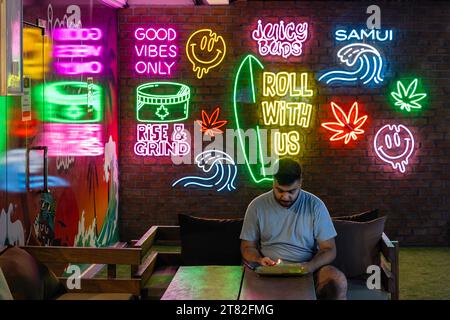 Legal cannabis shop frontage, Chaweng, Ko Samui, Thailand Stock Photo