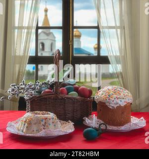 Orthodox Easter still life with willow branches Stock Photo
