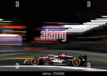 Las Vegas, USA. 17th Nov, 2023. Kevin Magnussen (DEN) Haas VF-23. Formula 1 World Championship, Rd 22, Las Vegas Grand Prix, Friday 17th November 2023. Las Vegas Strip Circuit, Las Vegas, Nevada, USA. Credit: James Moy/Alamy Live News Stock Photo