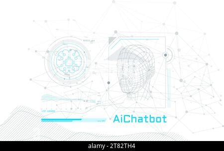 Virtual infographics with a 3D model of a human head. Stock Vector