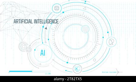 Artificial intelligence computing technology is used to create virtual infographics. Stock Vector