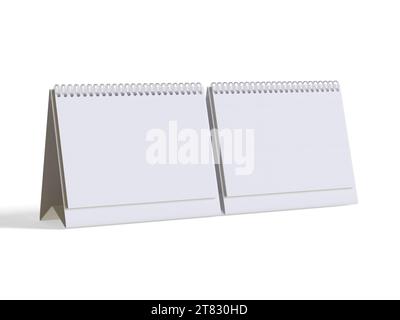 Desk calender white background and solid color for calender realistic texture 3D render Stock Photo