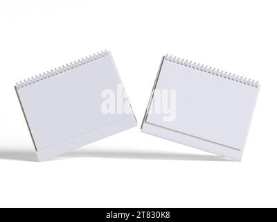 Desk calender white background and solid color for calender realistic texture 3D render Stock Photo