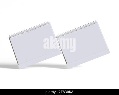 Desk calender white background and solid color for calender realistic texture 3D render Stock Photo