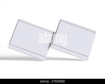 Desk calender white background and solid color for calender realistic texture 3D render Stock Photo