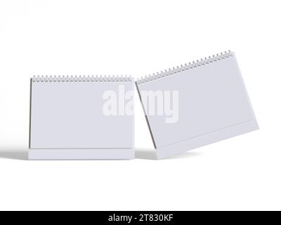 Desk calender white background and solid color for calender realistic texture 3D render Stock Photo