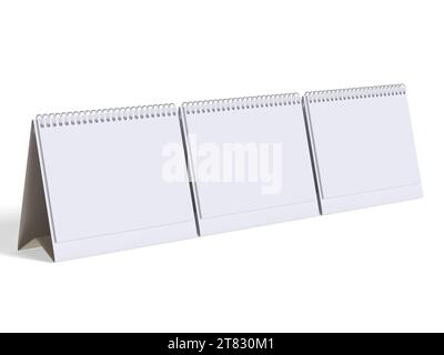 Desk calender white background and solid color for calender realistic texture 3D render Stock Photo