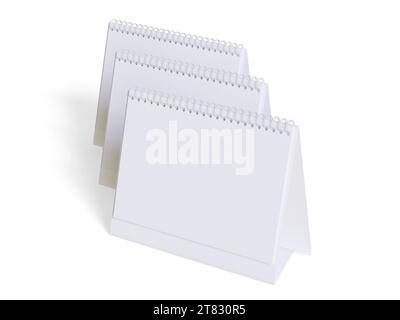 Desk calender white background and solid color for calender realistic texture 3D render Stock Photo