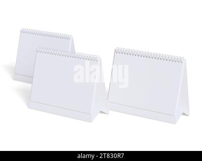 Desk calender white background and solid color for calender realistic texture 3D render Stock Photo