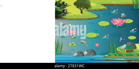 vector template with lotus leaf on swamp in the forest Stock Vector