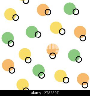 Doodle colorful circles seamless pattern. Y2k funny retro style background. Stock Vector