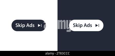 Skip ads button icon. Stop video ad logo symbol background. Online ad marketing stop sign. Stock Vector