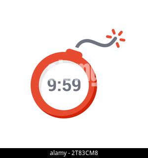 Bomb clock digital timer vector icon. Bomb explosion cartoon countdown illustration logo 3d icon. Stock Vector