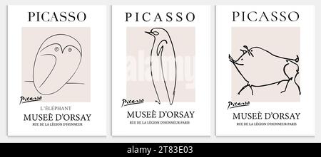Contains Abstract Art Set in Picasso Style, Modern Art Collection for Decoration. Vector İllustration Poster. Collection for trendy art. Stock Vector