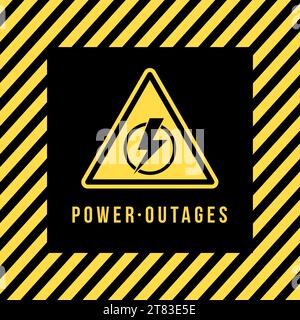 Power outage vector blackout failure electric warning logo symbol background. Power outage attention caution banner. Stock Vector