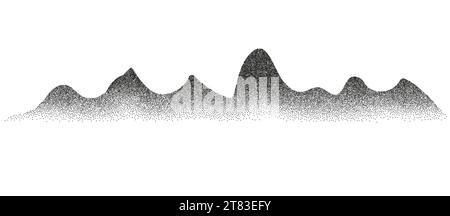 Grain mountain texture noise sand black artwork gradient dot effect stipple. Dotwork mountain background. Stock Vector
