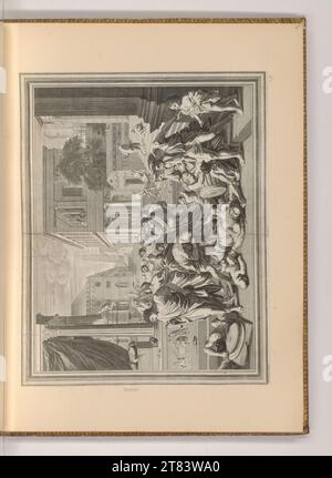 Nicolas Poussin Plague from Ashdod. Copper engraving print 17.-18. Century Stock Photo