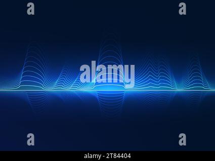 Big data technology Layered wave lines It represents the rapid flow of large data. Stock Vector