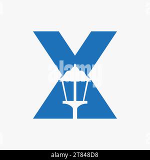 Letter X street light icon design template Stock Vector