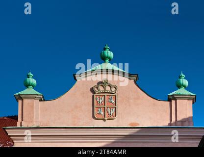 Coat of arms of Commonwealth of Poland and Lithuania over entrance to Wawel Castle, Krakow, Poland Stock Photo