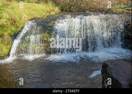 Waterfall on the Afon Caerfanell in the Blaen y Glyn gorge, Bannau Brycheiniog National Park, Wales, UK, Stock Photo