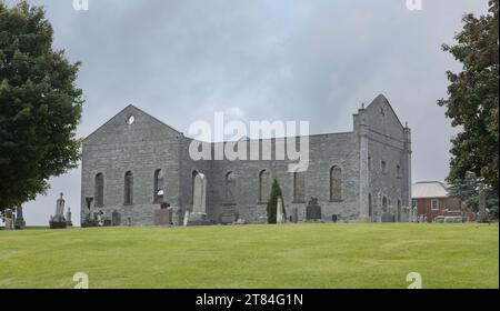 Glengarry, Ontario, Canada - Aug 20, 2023: A fire destroyed all but the outer walls of St. Raphael's Catholic church in 1970, it's now a National Hist Stock Photo