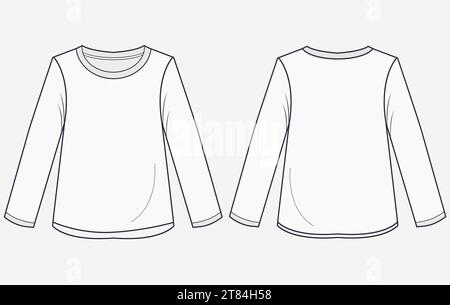 Blank white long sleeve t-shirt  template vector design and t-shirt mock-up design Stock Vector