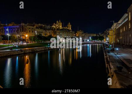 Night scenes in the region known as the Three Cities, near Valletta in Malta Stock Photo