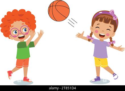 Cute Girl Playing Basketball illustration Stock Vector Image & Art - Alamy
