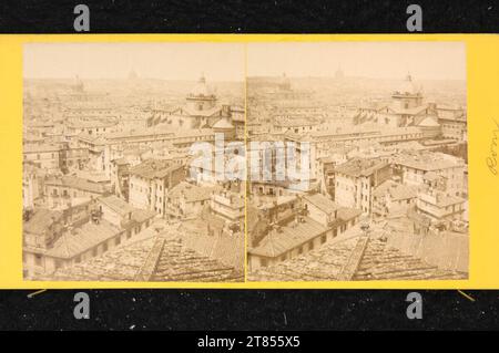 Anonym Rome: View of St. Peter's Square and Cathedral from the Trinity Mountain. Albumin paper, on the box box / stereo format around 1865 Stock Photo