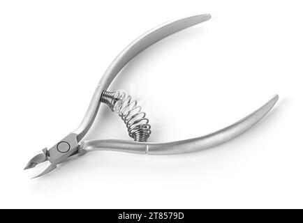 Top view of professional nail clippers isolated on white Stock Photo