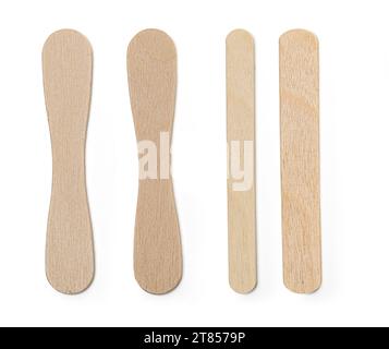 Ice cream wooden sticks. Isolated on white background with clipping path Stock Photo